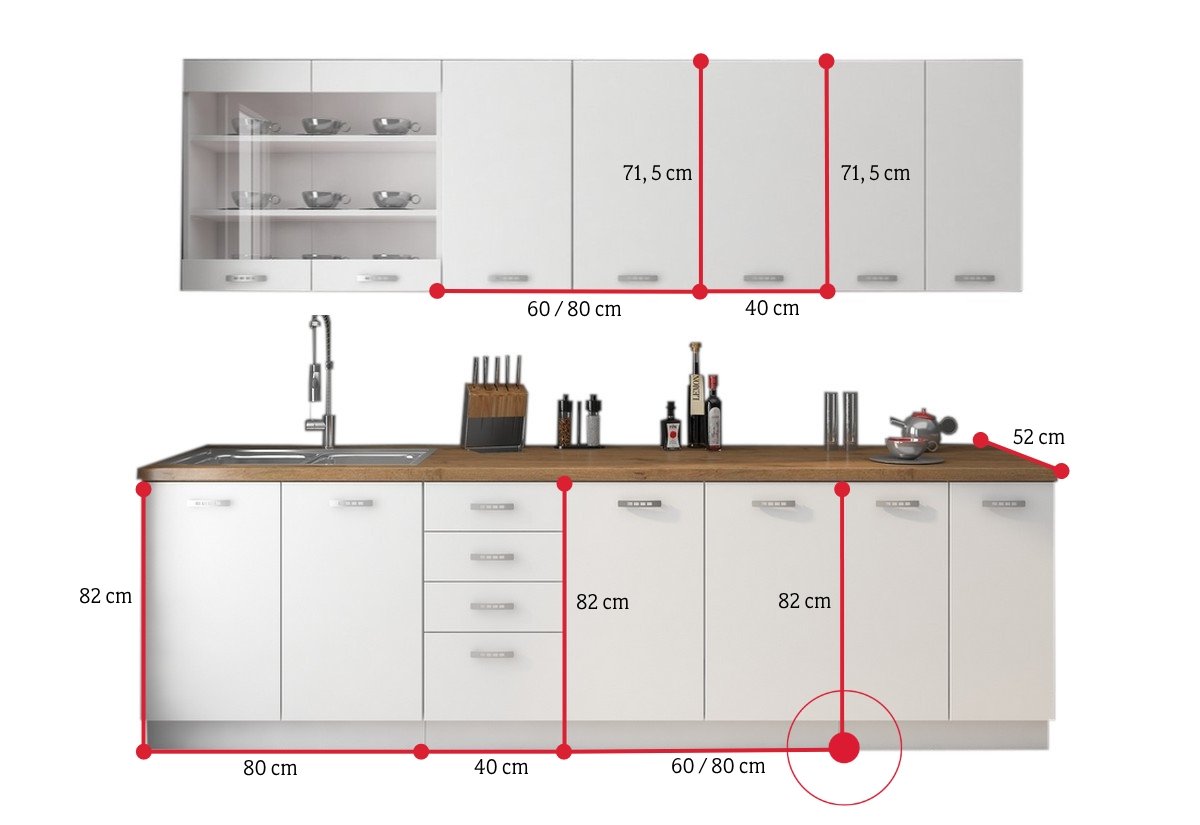Kuchynská zostava EKO WHITE 180 PLUS - ROZMEROVKA - 2