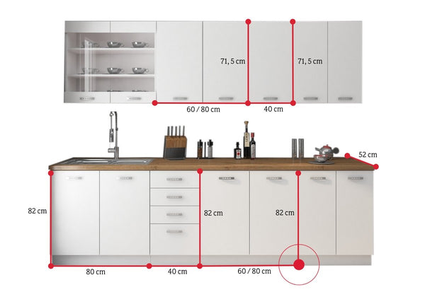 Kuchynská zostava EKO WHITE 180 PLUS - ROZMEROVKA - 2