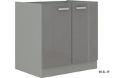 Kuchynská skrinka drezová GREY 80 ZL 2F BB + kuchynský drez, 80x82x52, sivá/sivá lesk -  - 0