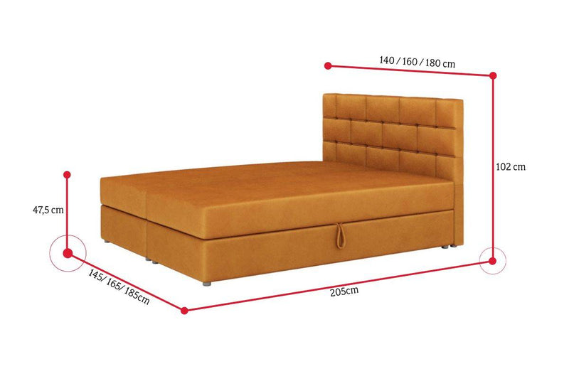 Čalúnená posteľ boxspring WALL + úložný priestor - ROZMEROVKA - 4