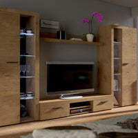 Obývacia stena RUMBA XL, 300x190x34, lefkas + LED osvetlenie -  - 0