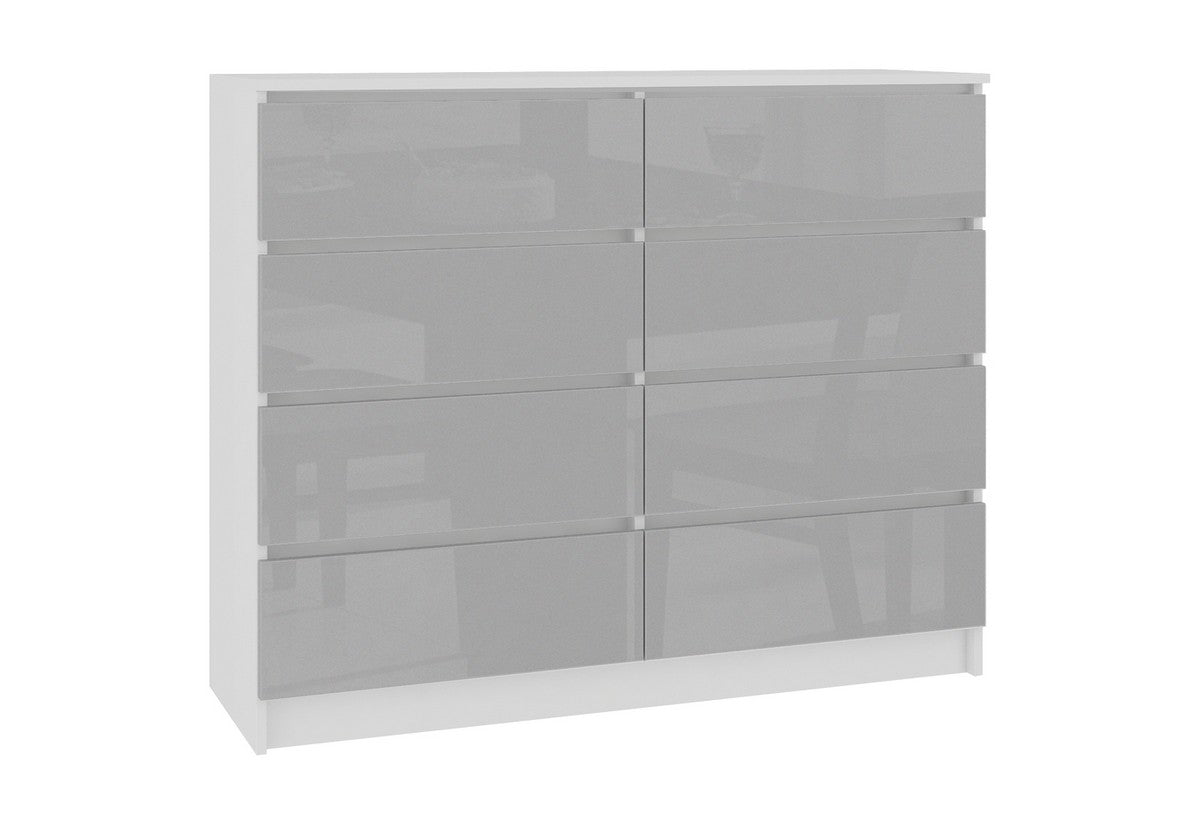 Komoda K120 8SZ, biela/metalik lesk, 120x99x40 -  - 0