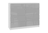 Komoda K120 8SZ, biela/metalik lesk, 120x99x40 -  - 0