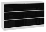 Komoda K160 6SZ, biela/čierna lesk, 160x77x40 -  - 0