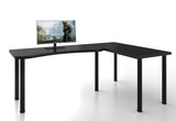 Počítačový rohový stôl L, 200/135x73-76x65, čierna, pravý -  - 0
