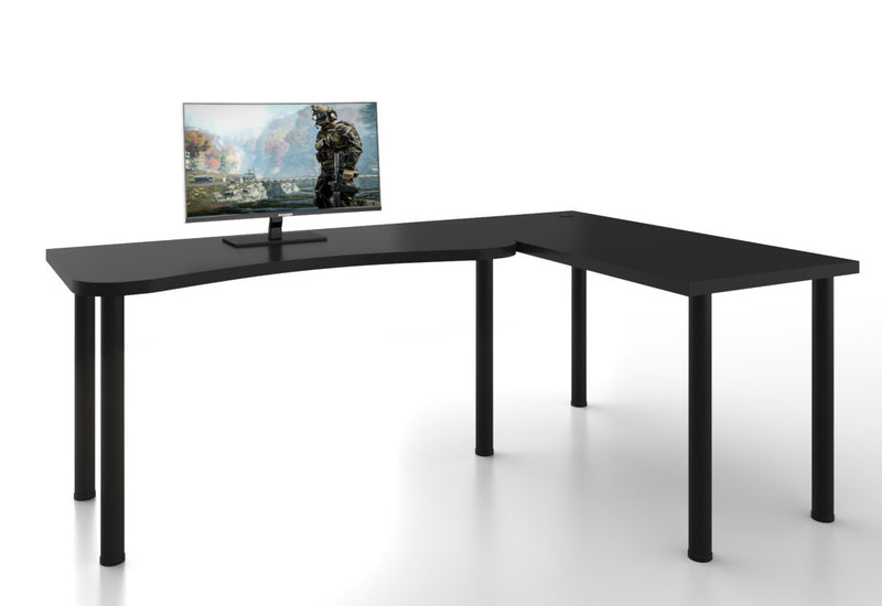 Počítačový rohový stôl L, 200/135x73-76x65, čierna, pravý -  - 0