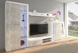 Obývacia stena RUMBA, 270x190x40, biela / betón -  - 0