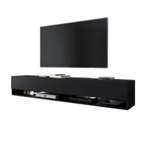 TV stolík LOWBOARD A 180, 180x30x32, čierna/grafit, s LED osvetlením -  - 0