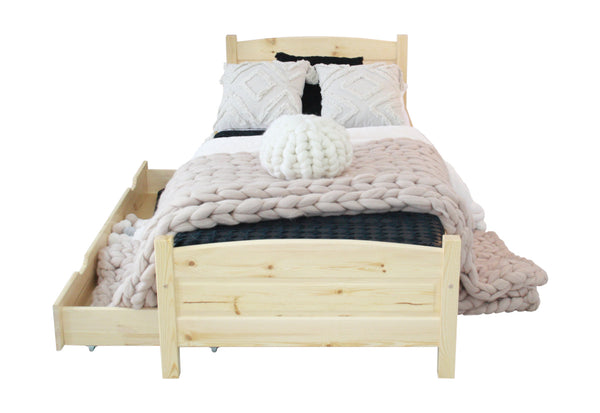 Vyvýšená posteľ Joana + pěnový matrac COMFORT 14 cm + rošt ZADARMO, 80x200 cm, prírodný-lak -  - 0
