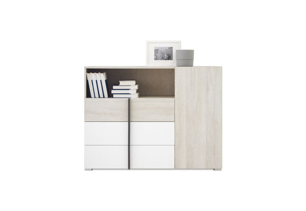 Komoda REMO, 120x90x43, dub Wilton/biela/antracit -  - 0