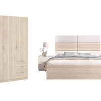 Spálňová zostava ASTRA + rošt, 160x200, biela/prírodná -  - 0