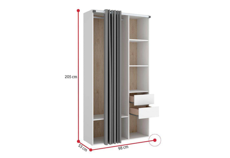 Otvorená šatníková skriňa  so závesom SUIT - ROZMEROVKA - 1