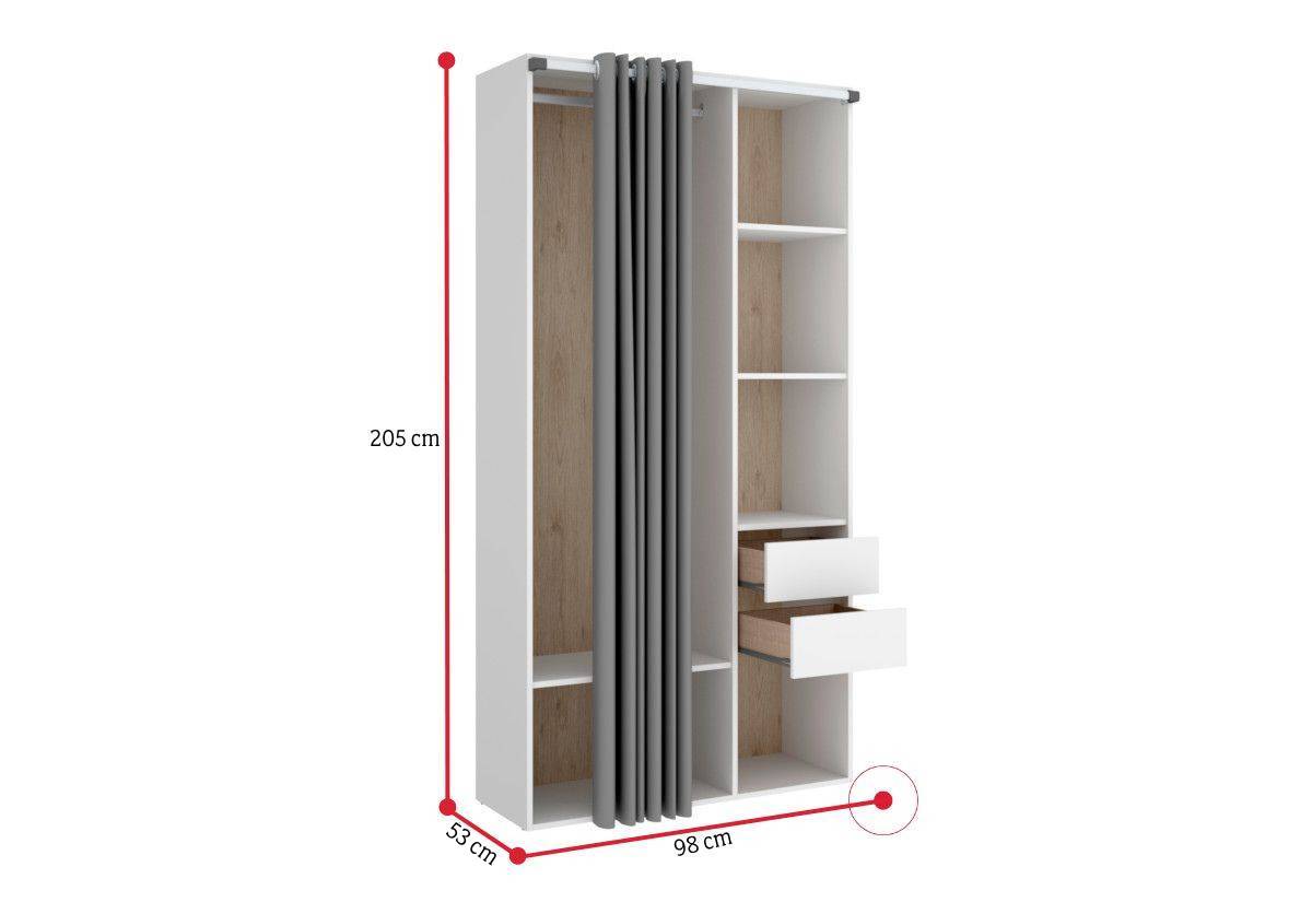 Otvorená šatníková skriňa  so závesom SUIT - ROZMEROVKA - 1