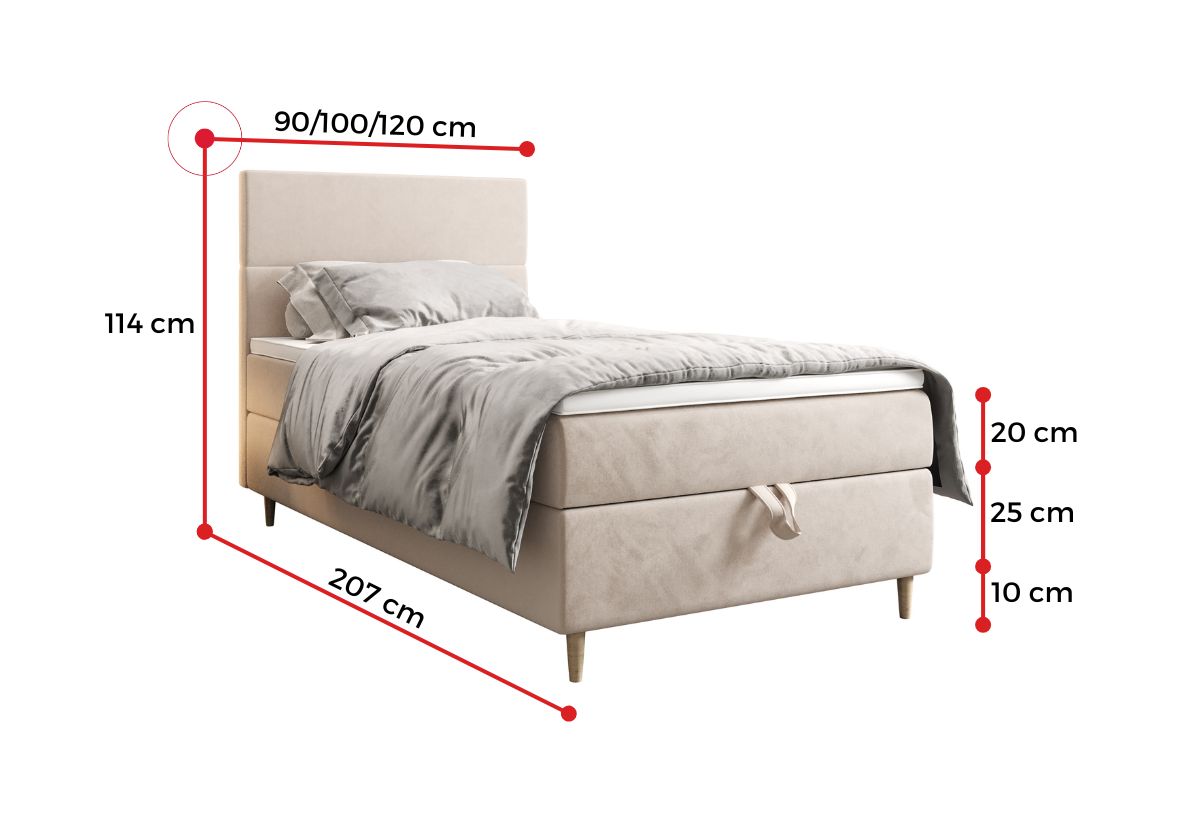 Jednolôžková posteľ boxspring FLO - ROZMEROVKA - 1
