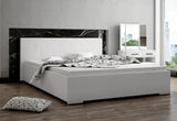 Čalúnená posteľ MILA slim, 160x200, bílá ekokůže -  - 0