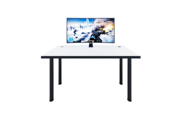 Počítačový herný stôl X s LED, 135x73-76x65, biela/čierne nohy -  - 0
