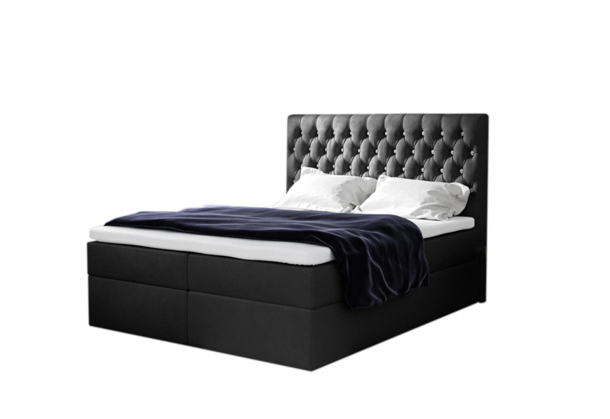 Čalúnená posteľ boxspring MONET + topper, 160x200, jasmine 100 -  - 0