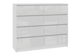 Komoda K140 8SZ, 138x99x40, biela/biela lesk -  - 0
