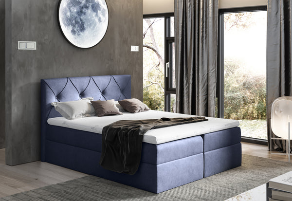 Čalúnená posteľ boxspring CRYSTAL + topper, 180x200, fancy 79 -  - 0