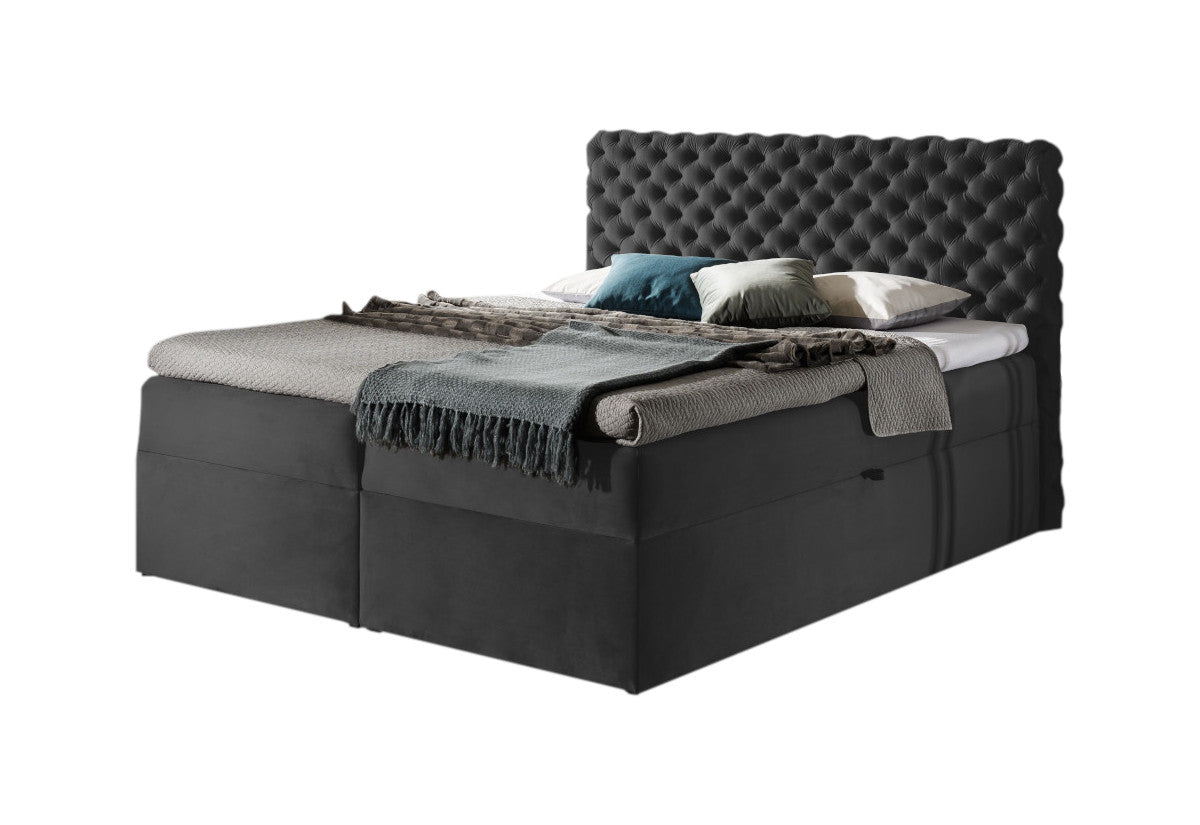 Čalúnená posteľ boxspring CHESTERFIELD + topper, 180x200, riviera 97 -  - 0