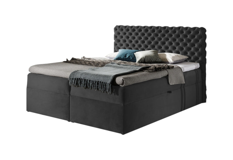 Čalúnená posteľ boxspring CHESTERFIELD + topper, 180x200, riviera 97 -  - 0