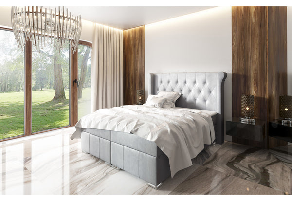 Čalúnená posteľ boxspring MASSIMO + topper, 200x200, monolith 84 -  - 0