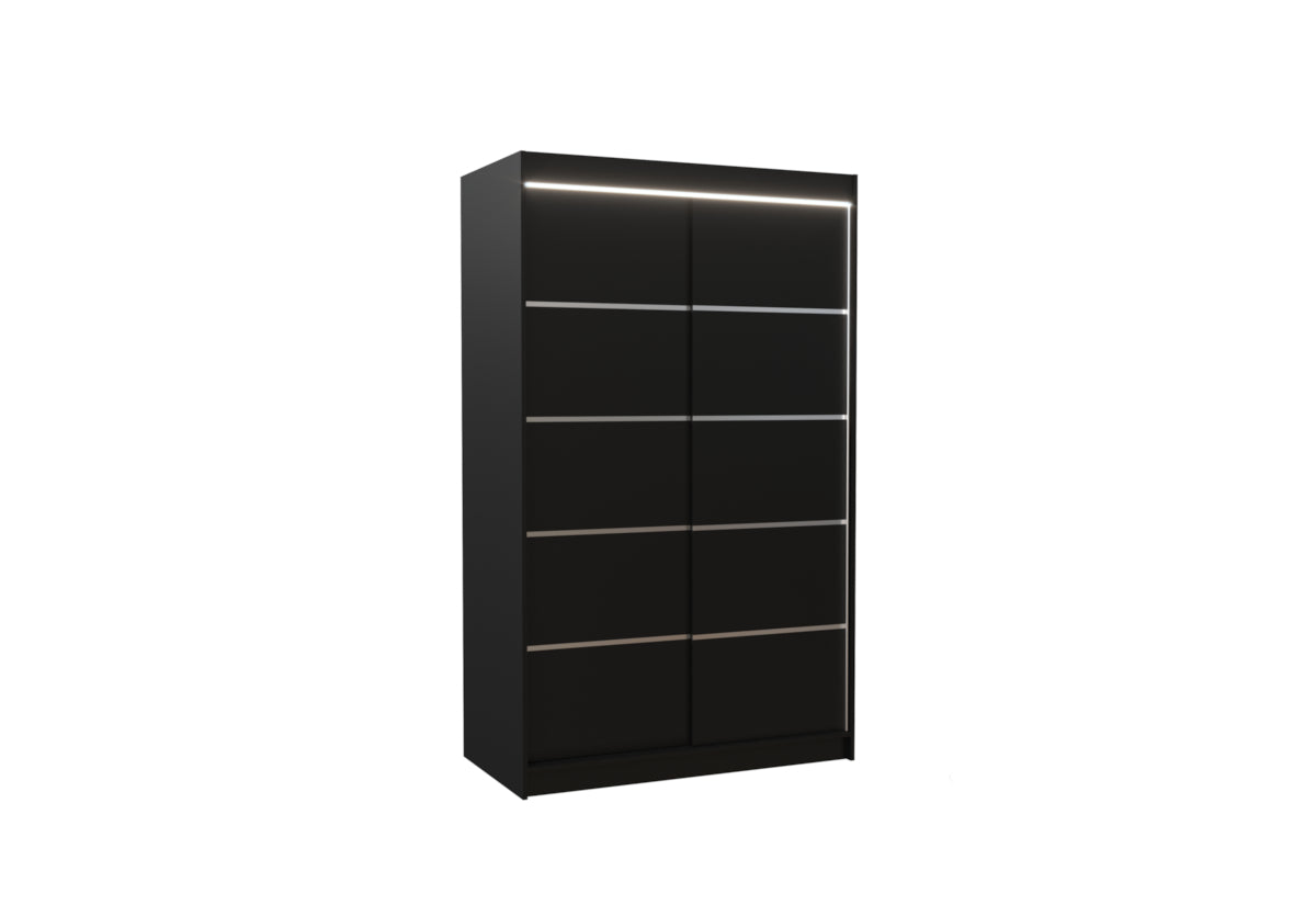 Posuvná skriňa BENISSO, 120x200x58, čierna + LED -  - 0