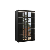 Posuvná skriňa so zrkadlom GENUA, 120x200x58, čierna + LED -  - 0