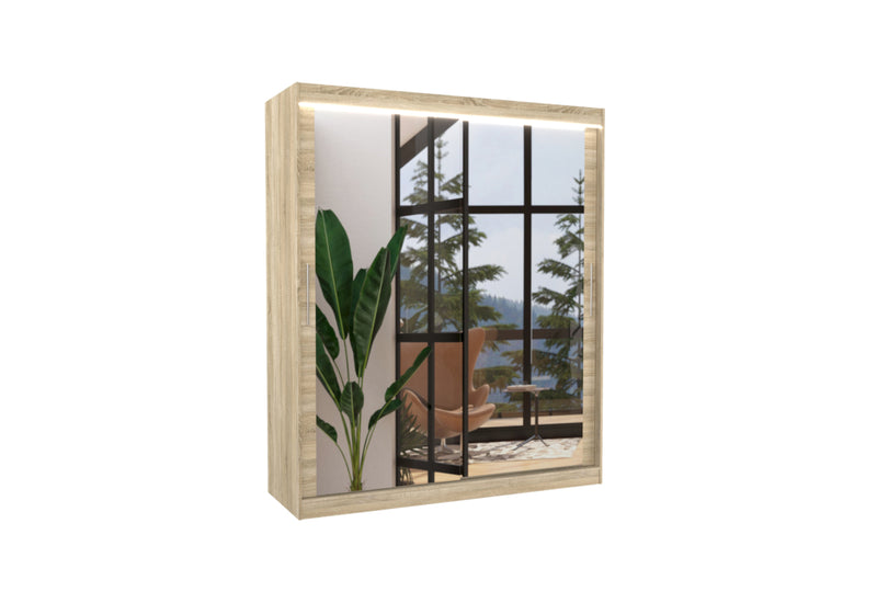 Posuvná skriňa so zrkadlom ETTORE, 180x215x58, sonoma -  - 0