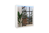Posuvná skriňa so zrkadlom ETTORE, 180x215x58, biela + LED -  - 0