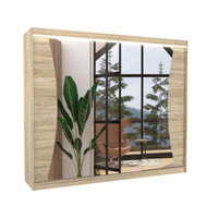 Posuvná skriňa so zrkadlom DIEGO, 250x215x58, sonoma + LED -  - 0