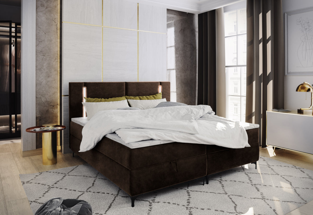 Čalúnená posteľ boxspring ALBA, 140x200, trinity 08 + topper -  - 0