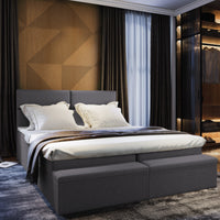 Čalúnená posteľ boxspring MELFI, 140x200, sawana 05 + topper -  - 0