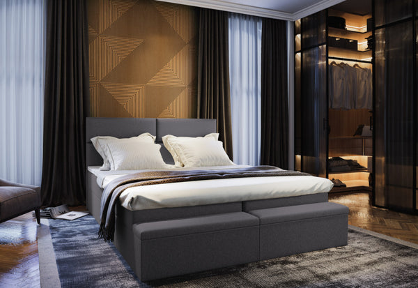 Čalúnená posteľ boxspring MELFI, 140x200, sawana 05 + topper -  - 0