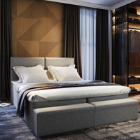 Čalúnená posteľ boxspring MELFI, 140x200, sawana 21 + topper -  - 0