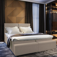 Čalúnená posteľ boxspring MELFI, 140x200, sawana 24 + topper -  - 0