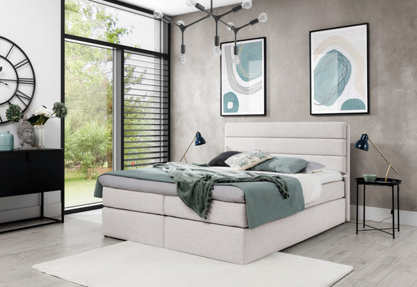 Čalúnená posteľ boxspring RIVIERA + topper, 140x200, raquel 04 -  - 0
