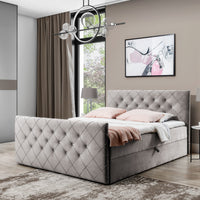 Čalúnená posteľ boxspring MALAGA + topper, 180x200, riviera 16 (cappucino) -  - 0