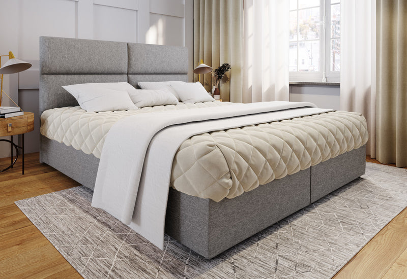 Čalúnená posteľ boxspring LONIS, 140x200, sawana 21 + topper -  - 0