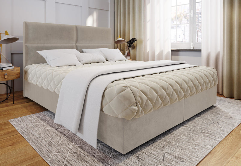 Čalúnená posteľ boxspring LONIS, 140x200, matt velvet 08 + topper -  - 0