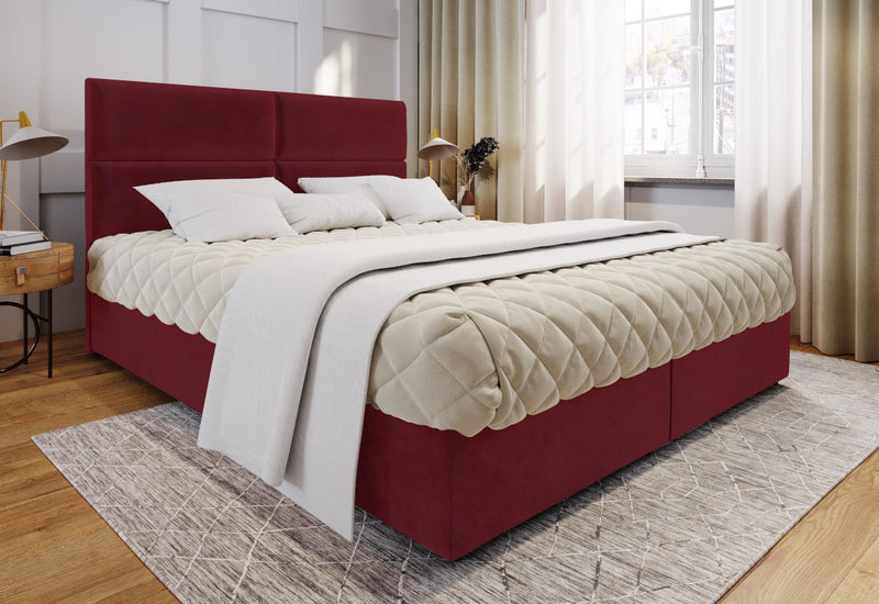 Čalúnená posteľ boxspring LONIS, 140x200, matt velvet 59 + topper -  - 0