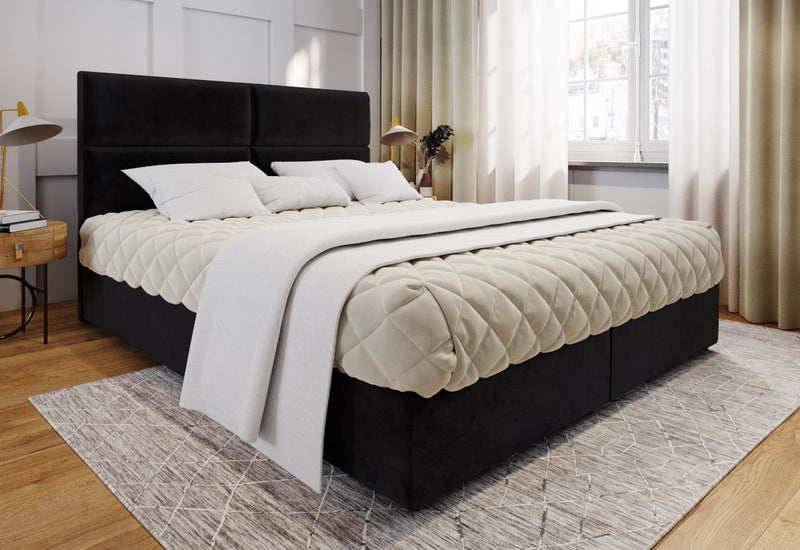 Čalúnená posteľ boxspring LONIS, 140x200, matt velvet 99 + topper -  - 0
