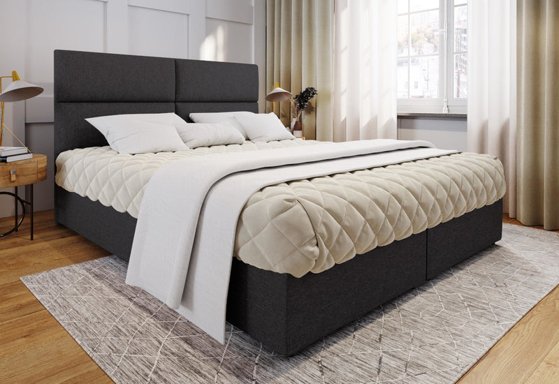 Čalúnená posteľ boxspring LONIS, 160x200, sawana 05 + topper -  - 0