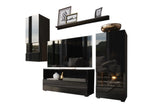 Obývacia stena BOXING 39, 86x120x38, čierna/čierna lesk -  - 0