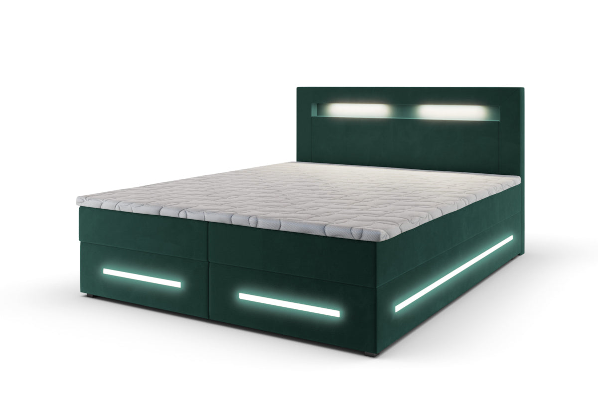 Čalúnená posteľ boxspring MANU + topper, 140x200, monolith 37 -  - 0