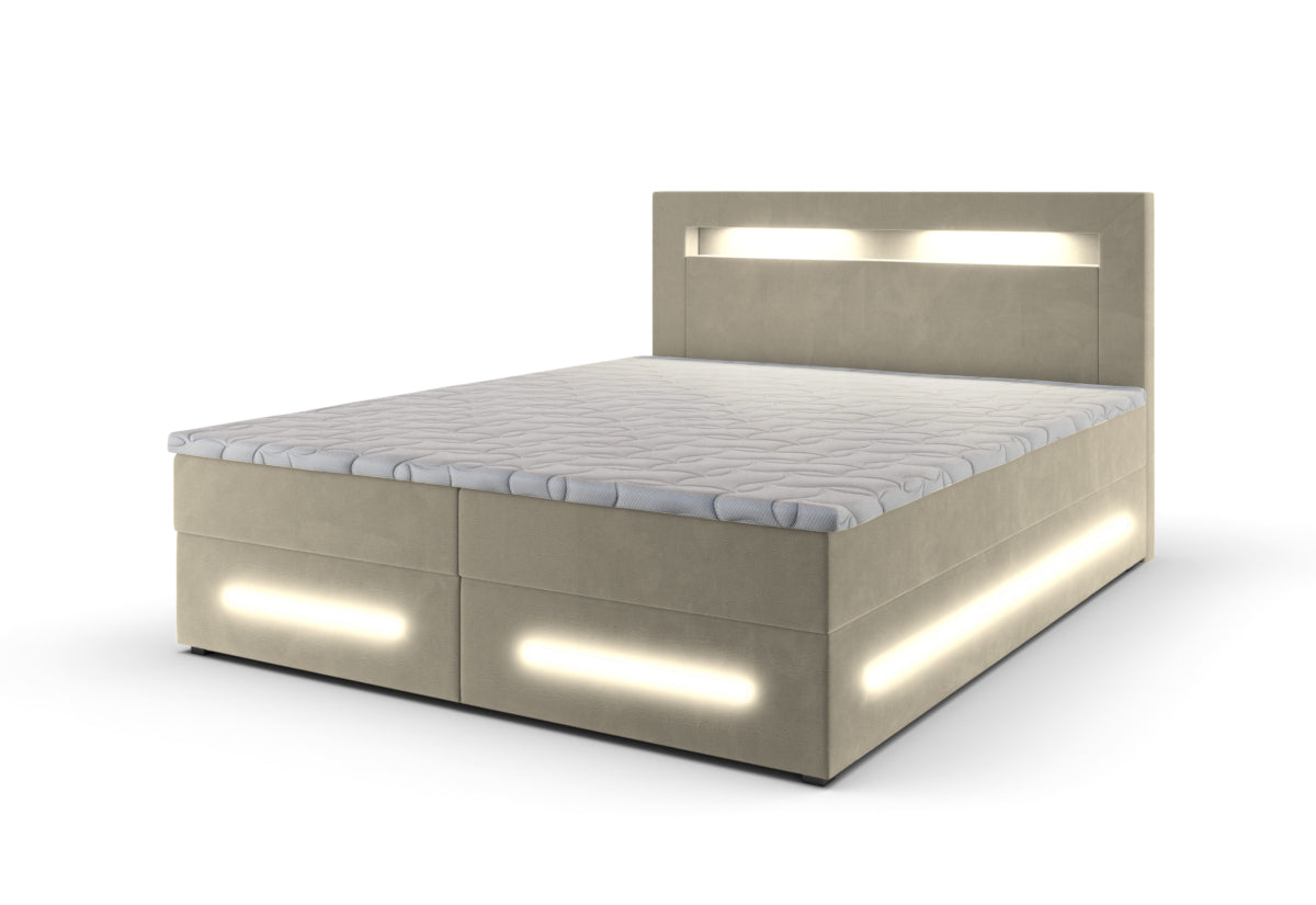 Čalúnená posteľ boxspring MANU + topper, 180x200, monolith 02 -  - 0