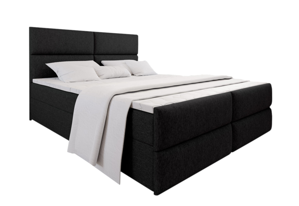 Čalúnená posteľ boxspring MULEN + topper, 180x200, sawana 14 -  - 0
