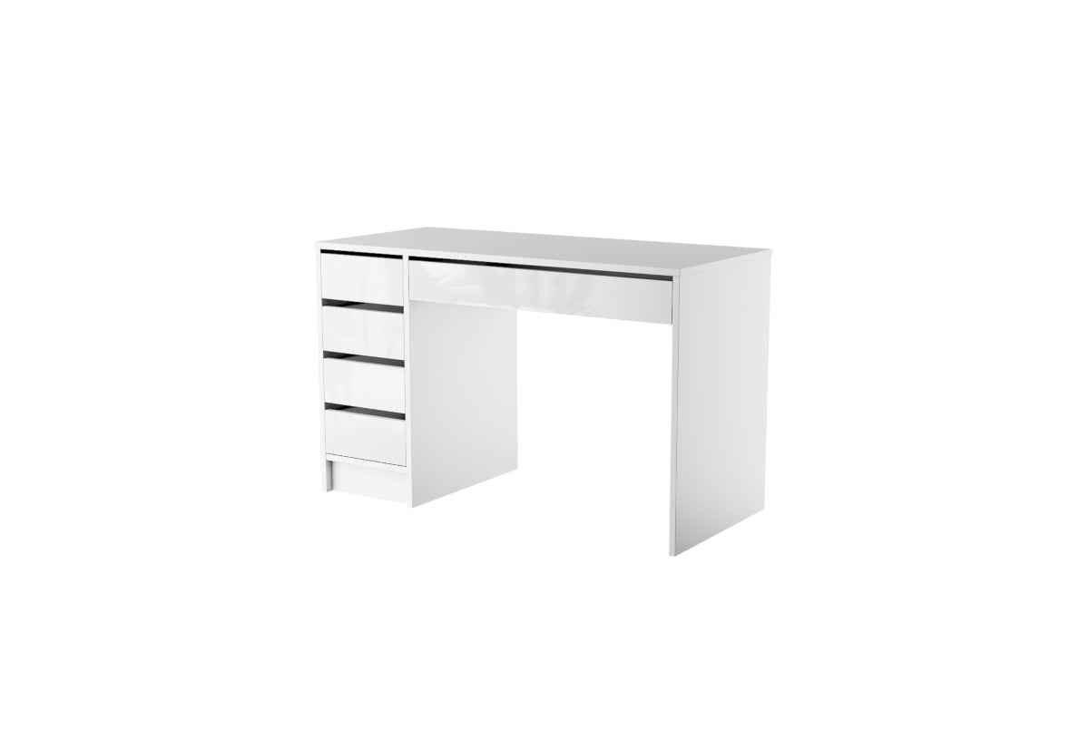 Písací stôl LADA, 120x75x55, biela lesk -  - 0