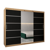 Šatníková skriňa VERONA 2, 250x200x62, dub artisan/čierna -  - 0