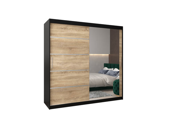 Šatníková skriňa VERONA 2, 200x200x62, čierna/dub sonoma -  - 0